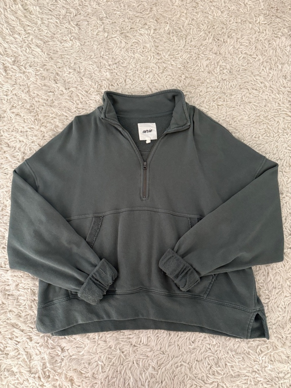 aerie Women’s Green Quarter Zip Pullover Sweatshirt